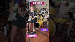 Nirvana y Aixa tocan The Trooper de IRON MAIDEN #guitargirl #drums #drumgirl #guitar #2024 #rock