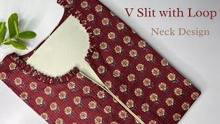 Beautiful V Slit Neck Design || Neck Cutting and Stitching Video ||