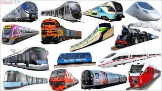 TRAINS Name Sounds | Learning Types of Trains - Railway Vehicles - Trains and Subways