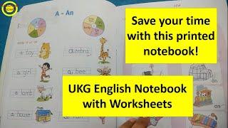 UKG English Printed Notebook with Practice and Test Worksheets