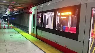 Muni Light Rail, S Line bound train departing Embracadero Station