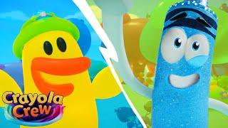 DUCK VS. CRAYON?! | Crayola Crew Fun & Colorful Cartoons for Kids | Cute Animation for Families