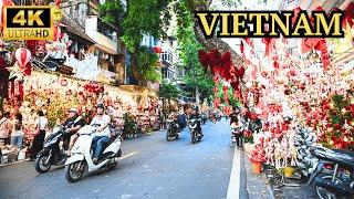 Hanoi City Vietnam Walk - Christmas Rush 2024 4K With Captions