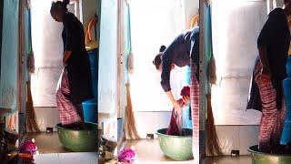 blanket washing by feet @rekha Marathi vlog