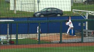 South Alabama left fielder Ethan Wilson scales the fence for incredible robbery