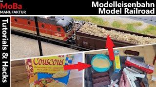 Modelleisenbahn H0 - Bau von Ladegut Zuckerrüben aus Couscous und Fahrbetrieb zur ÖBB Rübenkampagne