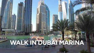 Day walk in Dubai Marina (UAE) [4k]