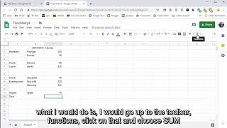 Creating a food diary in Google Sheets