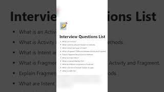 Top 10 Interview Questions for Android Freshers #android #interview #development #beginnerlevel