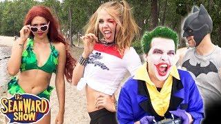 JOKER & BATMAN at the Beach vs Harley Quinn + Gotham Sirens