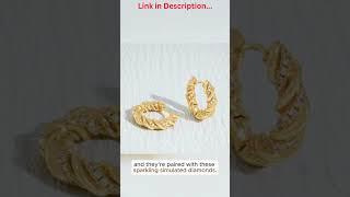 Gold Huggie Hoop Earrings – 14K Plated Twisted Wide Hoops with CZ Stones Avoid Cheap Knockoffs!
