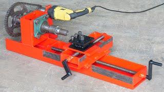 How To Make Homemade Lathe Machine Using Drill Machine | Diy Metal Lathe Machine | DIY