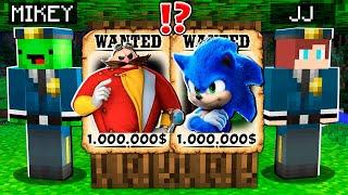 Why Super SONIC and EGGMAN is WANTED ? Mikey and JJ vs Sonic.exe ! - Minecraft Maizen