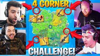 THE 4 CORNER ALL MYTHIC CHALLENGE! ft. Ninja, Tim, Courage (Fortnite Battle Royale Season 2)