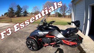 Can-am Spyder F3S must have accessories.