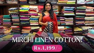 Mirchi Soft Linen Cotton Sarees! | Price Rs.1,199/- | WhatsApp-6369545679 | Shop@ruffletrends