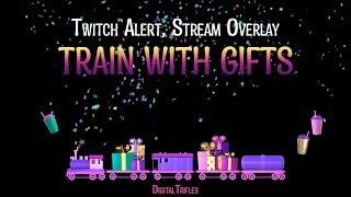 Twitch Alert, Stream Overlay, Train with Gifts, Animated Asset for Vtubers and Streamers