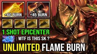 WTF 1st ITEM Radiance Unlimited Flame Burn DPS with 1 Shot Epicenter Solo Mid Sand King Dota 2