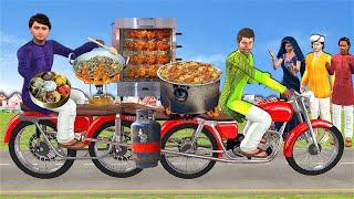 Cooking on 4 Wheel Motorbike Street Food Delivery Hindi Kahani Hindi Moral Stories New Comedy Video