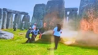 Stonehenge activists Vandalism on the Eve of the summer solstice 2024 #stonehenge #sad