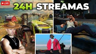 24h Streamas | FS25, GTA RP, Fleimis