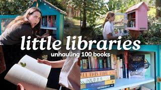 Little Free Library Vlog  *unhauling 100 books, surprise finds, bookstore trip*