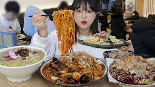 일식먹방 야끼쫄면 오꼬노미야끼 돈코츠라멘 Yakisoba, Okonomiyaki, Tonkotsu Ramen Mukbang Asmr