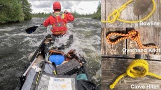 Knots:  three that I use in my canoe.  Bowline, Overhand & Clove Hitch