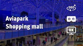 Aviapark, Moscow, Russia. Largest shopping mall in Europe (VR video 360 8К)