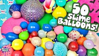 What's Inside 50 SLIME Squishy Balloons! MASSIVE Slime Smoothie! #stayhome