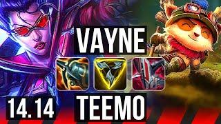 VAYNE vs TEEMO (TOP) | 7 solo kills, 1200+ games | EUW Challenger | 14.14