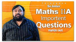 TELANGANA INTER MATHS 2A IMPORTANT QUESTIONS PAPER OUT | PROF DR SHIVAKUMAR SIR | TSBIE MATHS 2A