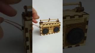 Mini Boombox Necklace - Sharp GF-9494 - Plays Music Bluetooth - Best Bling 2022 - Woodcut Boombox