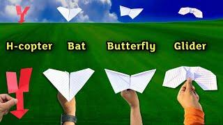 top 4 flying paper butterfly, best 4 paper helicopter, make four paper plane, paper flying bat plane