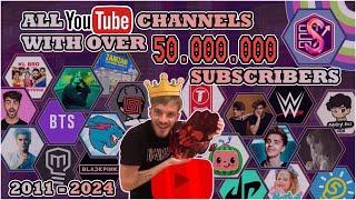 All Channels with over 50 Million Subscribers | Subscriber History 2011-2024