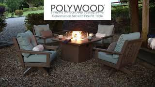 POLYWOOD Vineyard 5-Piece Deep Seating Swivel Set with Fire Pit Table