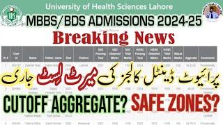 UHS Private Colleges | Provisional List for BDS 2025 | Cutoff Aggregates