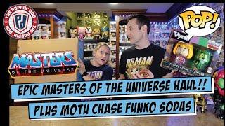 AN ABSOLUTE EPIC GIANT BOX OF MOTU TOYS! PLUS 3 FUNKO MASTERS OF THE UNIVERSE CHASE SODAS!!