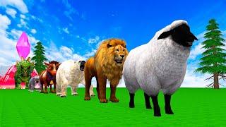 Paint & Animals Sheep, Cow, Hippo, Tiger,  Fountain Crossing Transformation Animal Cartoon 2024