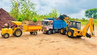 Jcb 5cx fully loading muram in Tata truck 2518 | Mahindra Arjun Novo 605 Di tractor | jcb cartoon