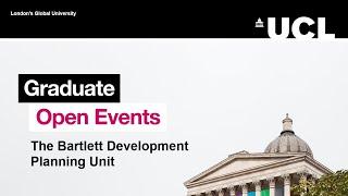 Master's degrees at The Bartlett Development Planning Unit (Session 1)