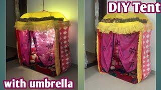 DIY kids tent | how to make tent with umbrella | No Cost | teepee tent house l holiday activity ||