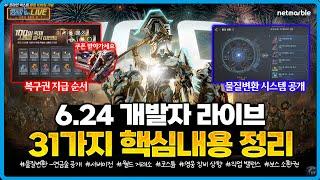 [RF온라인 넥스트] 6.24 개발자 라이브 핵심 31가지 내용 정리 - 연금술 상세내용, 서버이전, 월드거래소, 캐릭터 밸런스, 신규챕터, 대규모 쌀먹등