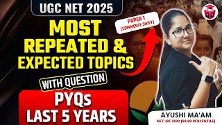 UGC NET Paper 1 Most Repeated & Expected Topics with Questions & Last 5 Years PYQs | Ayushi Mam