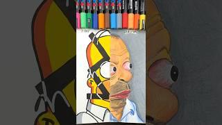 Drawing Homer Simpson in 2 Different Styles  X-Ray & Realism  #drawing #simpsons #shorts