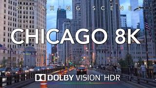 Driving Chicago 8K - Dolby Vision HDR at Sunset