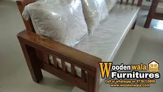 Teak wood sofa set 3+1+1+1 with high quality back poly and seat duroflex cusions and suitable teapai