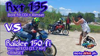 Rxt 135 (bore 59/carb +rimset)  vs    Raider fi (remap ECU 21.7hp+rimset)