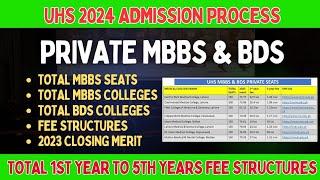 UHS MBBS ADMISSION PROCESS 2024 | PRIVATE MBBS & BDS CLOSING MERITS | PRIVATE COLLEGES FEE STRUCTURE