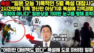 [긴급속보] 일본 오늘 기록적인 5월 폭설 대참사, 2시간만에 기록 갱신한 이상기후 폭설에 일본 도쿄 도심 괴멸 // 일본상공 기이한 눈구름 포착에 일본총리 한국 기상청에 긴급전화